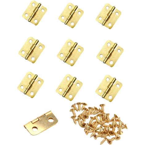 Mini charnières dorées de rechange en métal pour tiroir de 18 x 16 mm, petite charnière d'armoire avec vis pour maison de poupée, bricolage, boîte à bijoux en bois (1/5)