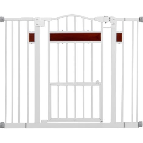 COSTWAY Barrière pour Animaux de Compagnie Extra Large pour Ouvertures de 76 à 104 cm, Barrière Extensible en Métal H76 cm pour Chien, Blanc (1/5)