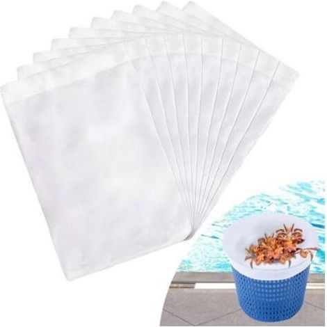 Chaussette Skimmer Piscine 50 Pièce (Convient aux Filtres de 7 à 19 cm), Chaussette Skimmer Lavable & Réutilisable pour Panier Skimmer, Prefiltre Skimmer Piscine Nylon Élastique (1/4)