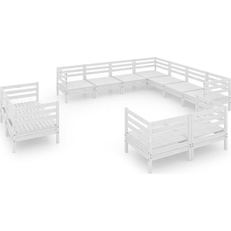 Mobili da giardino mobili da esterno set di mobili 11 pezzi in legno di pino massiccio bianco 020015497