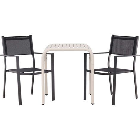Borneo set de jardin table, 2 chaises beige,noir. (1/5)