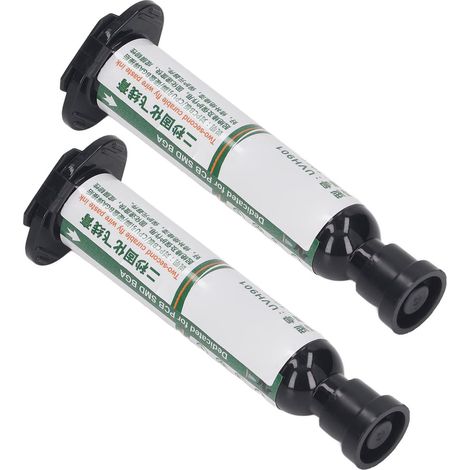 Lot de 2 tubes d'encre de vernis épargne à polymérisation UV pour réparation de circuits imprimés et BGA. Peinture de résistance à séchage rapide (2 secondes), isolante et résistante aux hautes tempér (1/5)