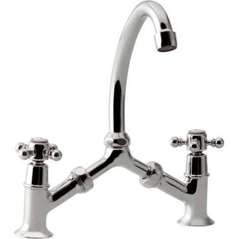 Mezclador de lavabo de Tiffany en diseño de puente cromado (1/3)