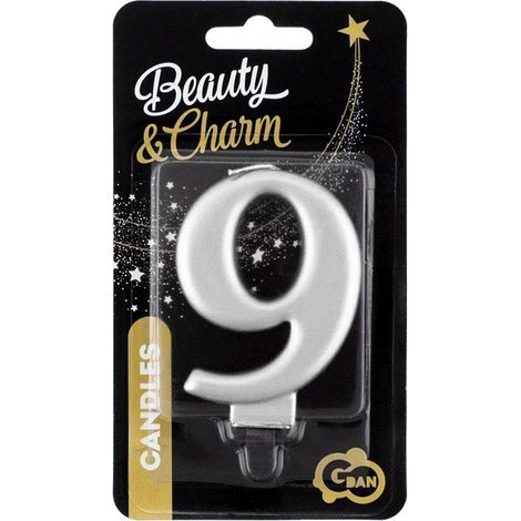 Candela B&C 9, argento metallizzato, 8,0 cm