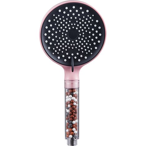 Douche rose pêche + 2 sacs de pierres filtrantes, pommeau de douche avec filtre à économie d'eau (1/5)