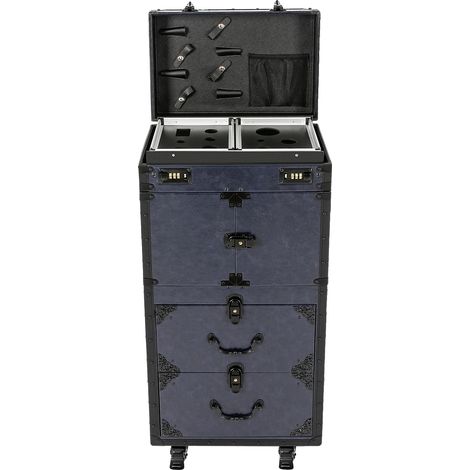 Trousse de maquillage, chariot mobile, grand rangement, Bleu (1/2)