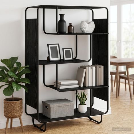 vidaXL Buffet haut Chêne noir 93.5 x 37.5 x 144 cm Bois d'ingénierie (1/5)