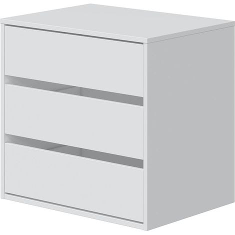 Pegane – Commode 3 tiroirs blanche – Dimensions 56x60x44 cm – Design contemporain pour chambre ou salon (1/3)