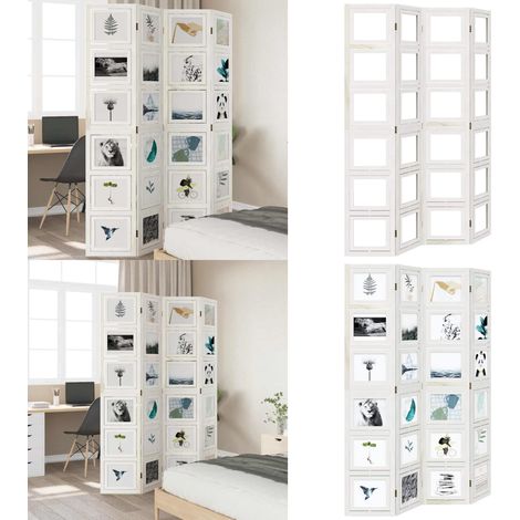Cloison de séparation 4 panneaux blanc bois de paulownia massif - Séparateur De Pièce - Écran D'intimité - Cloison Pliable - Décoration Murale - Meuble Design - Home & Living (1/5)