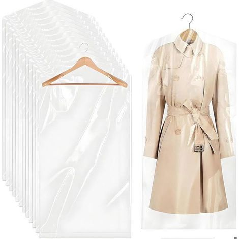 30 Pièces Housses de Vêtements 60 × 140cm Transparent Housse Vêtements à Suspendre - Anti-Poussière Imperméables pour Veste, (1/4)