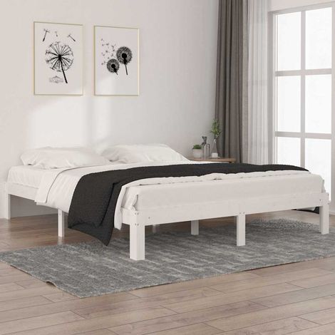 Estructura de cama sin colchón madera de pino blanco 160x200 cm (1/5)