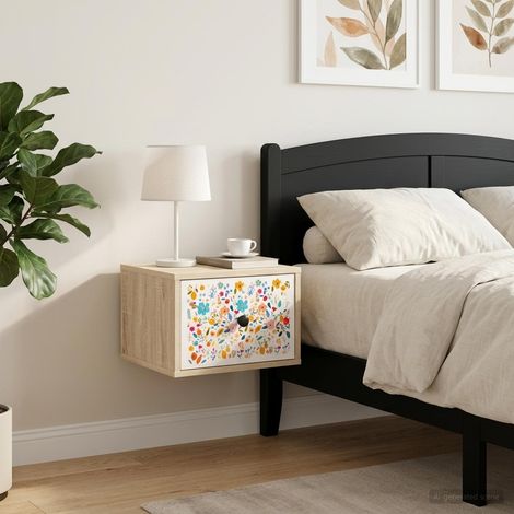 vidaXL Mesita de noche de pared MAINZ Roble Sonoma 36 x 33 x 25 cm (1/5)