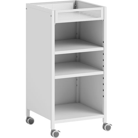 Bibliothèque mobile 3 niveaux chariot à roulettes, panier supérieur rangement bureau cuisine blanc