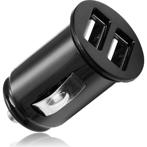 Noir 12W/2.4A Double Chargeur USB Voiture 2 Ports Chargeur Allume Cigare USB Chargeur Voiture Double Port Pratique Et Compact pour Voitures Iphone 15/14/13/12 Samsung Ipad Air Huawei(12V/ 24V) (1/5)