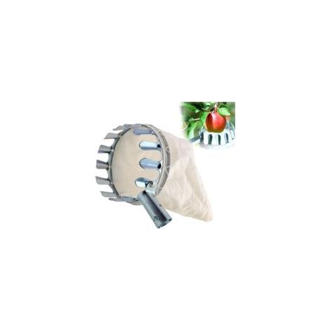 Cueille Fruits, 1 Récupérateur de Fruits,Cueille Fruits Métal,Cueille Fruits avec Sac,Ramasse Cerise, Diamètre 16 CM,pour Cueillir Les Fruits à Croissance élevée(Argenté)