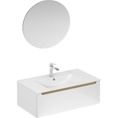 Naturel Conjunto de baño con lavabo que incluye mezclador de lavabo, caño y sifón Naturel Stilla, blanco brillante (KSETSTILLA027) (1/4)