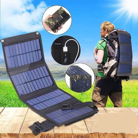 Chargeur Solaire 8W, 2A 5V Chargeurs Portables en Silicone Monocristallin Panneaux Solaires à Taux de Conversion élevé 1 Sacs Pliants étanches avec Port USB, pour le Camping, la Randonnée, la Recharg (1/5)