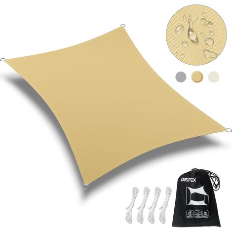 1 Voile d'ombrage Rectangulaire 4x5M, Polyester Imperméable, Anneau en Acier Inox, Jardin Terrasse (1/5)