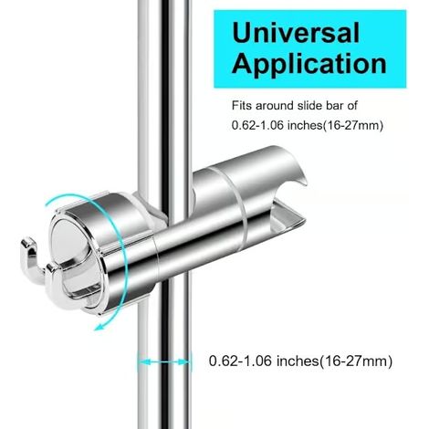 Support de douchette pour tige de 1627 mm, support de douchette de rechange réglable, rotation à 360°, avec 2 crochets (1/5)