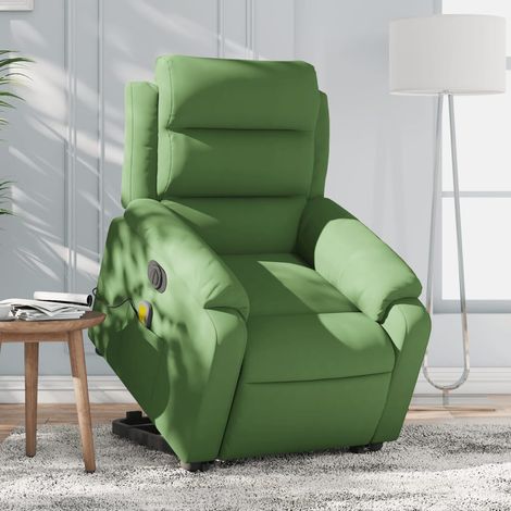 vidaXL Sillón de masaje reclinable elevable terciopelo verde claro (1/5)