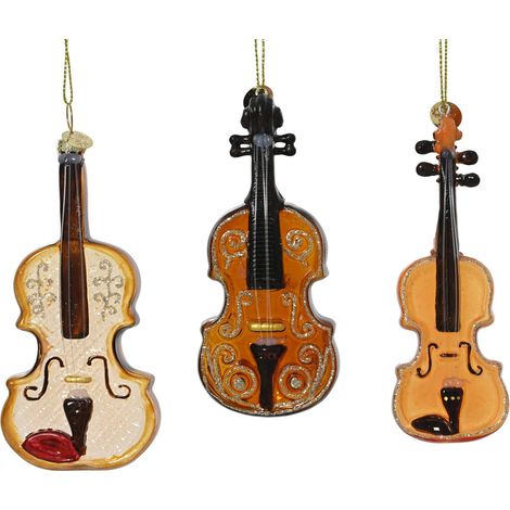 Pendente violino in vetro 6 x 2,2 x 12 cm marrone Peraga Christmas