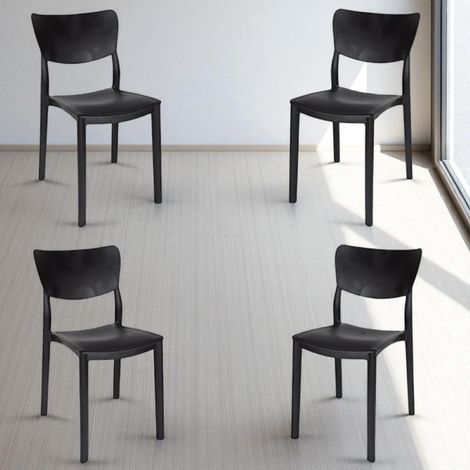 Sedia da giardino impilabile LIBRA Nero 4 sedie (1/5)