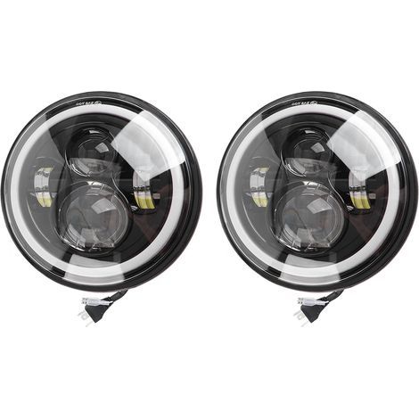 Phare de moto LED 7 pouces, résistant à l'eau, 3 Modes d'éclairage, 3000K à 6000K, œil d'angle H4. (1/5)