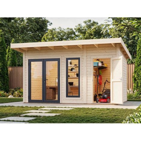 Abri de jardin en bois Aurelia 12,4 m2 Naturel (1/5)