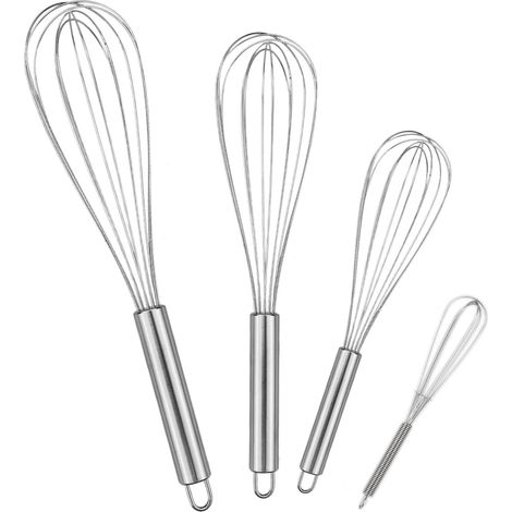 3 Pièces Fouet Cuisine, Acier Inoxydable, 21cm 26cm 29cm, Batteur Manuel, Pour Pâte Et Œufs, Usage Domestique