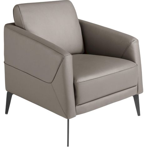 Fauteuil en cuir gris Angel Cerda design moderne et confort - Gris foncé anthracite (1/5)