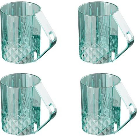 Vaso para enjuague bucal ligero y portátil de 300 ml con soporte para cepillo de dientes, asa angulada y diseño antiderrame (4 unidades) (1/5)
