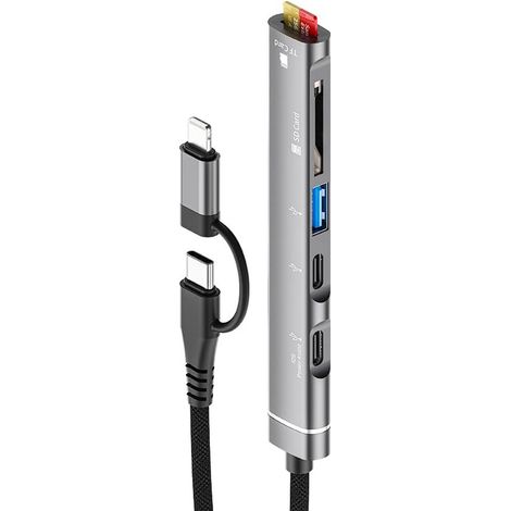 Adaptador USB C Hub，Adaptador USB C + Lightning a USB hembra，Compatible con iPhone 14/13/12，la mayoría de teléfonos con puerto USB-C (1/5)