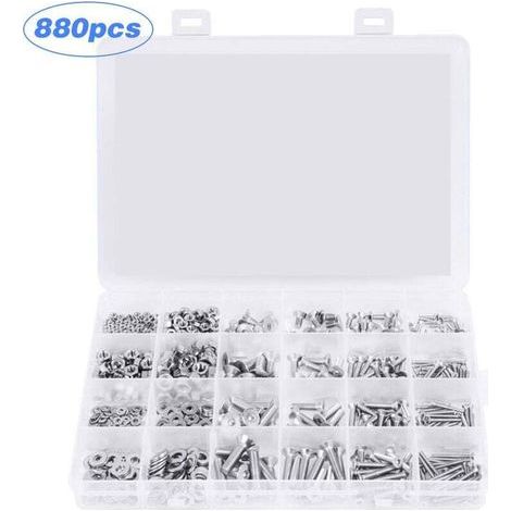 [JAMAIS UTILISÉ] 880Pcs 304 En Acier Inoxydable Fraisee Tete Hexagonale Combinaison Boulon M2 M3 M4 M5 Ecrou A Six Pans Rondelle Vis Kit Combine (1/5)