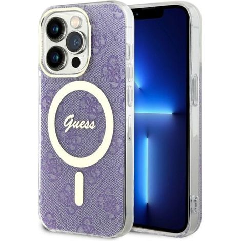Funda rígida Guess GUHMP14LH4STU para iPhone 14 Pro de 6,1 pulgadas, color morado/morado, 4G y MagSafe. (1/5)