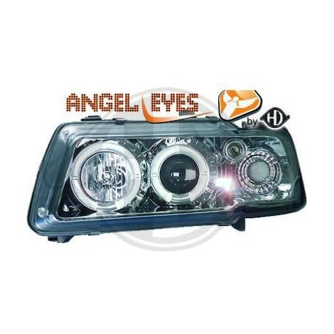 Paire de Phares Angel Eyes Audi A3 8L 1996 a 2000 Chrome-33990126 (1/2)