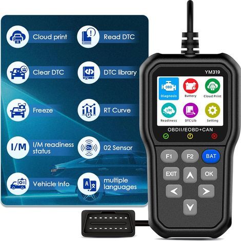 Lector de códigos OBD-II, herramienta de diagnóstico automotriz OBD2, diagnóstico OBD2, escáner OBD2, diagnóstico OBD, lectura y borrado de códigos de falla del motor, 13 idiomas, pantalla IPS HD (1/5)