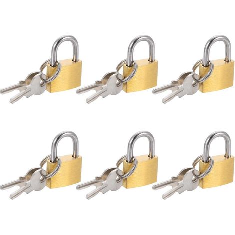 6er Set Messing Vorhängeschlösser mit kurzem Bügel, wasserdicht, rostfrei