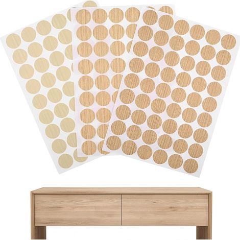 162 PCS Cache Vis Bois,Cache Trou Mur,Cache Trou Meuble Adhesif,Cache Vis Autocollant Grain de Bois 3 Couleurs Ø 21mm,pour Bouchons à vis,Meuble, Placard Armoire,Table,Chaise (1/5)