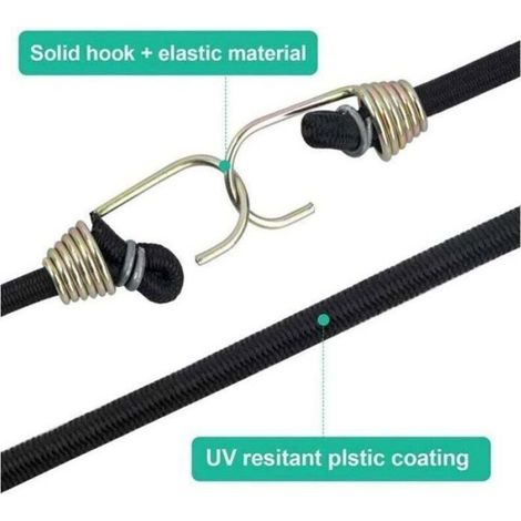 10pcs Tendeur sandow élastique - Crochets métal résistants Caoutchouc durable longue durée - Camping remorque et moto (1/4)