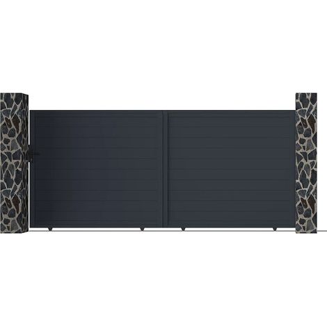 Cancello elettrico scorrevole L374 x H180 cm Alluminio pieno Antracite - NAZARIO