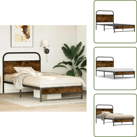 Cadre de lit sans matelas 100x190 cm chêne fumé bois ingénierie - Cadre De Lit - Cadres De Lit - Meuble De Chambre À Coucher - Lit