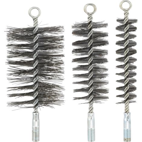3 Pcs Brosses de Ramonage Cheminée Brosse métallique pour Tuyau de poêle, Goupillon pour Cheminée et Poêle en Acier Robuste et Durable, Brosses de Chaudière de Diamètre 30mm, 50mm, 80mm (1/5)