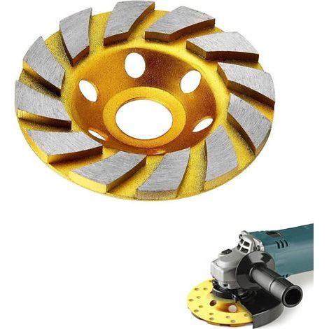 10,2 cm Keramik-Turbo-Diamantschleifscheibe, 12 Hochleistungssegmente für Winkelschleifer (gelb) (1/5)