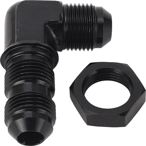 Adaptateur de cloison à 90° pour tuyau évasé AN 8, réutilisable, avec écrou. (1/5)