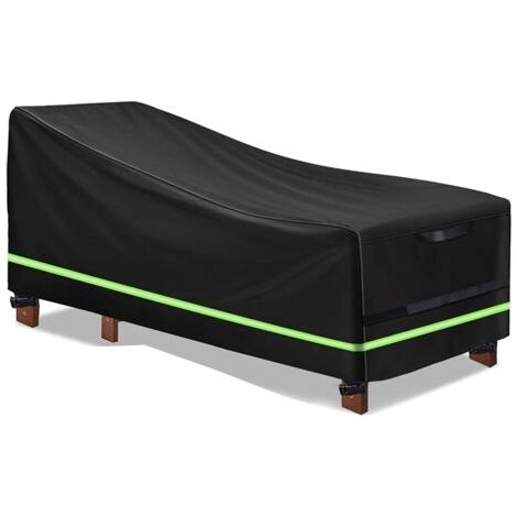 Housse de réflecteur de salon de terrasse améliorée, imperméable, pour l'extérieur, toutes saisons, pour chaise longue de piscine, tissu Oxford 420D, protection robuste, noir (1/4)