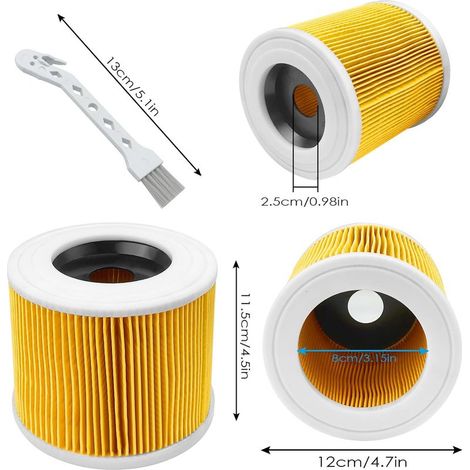 Lot de 6 filtre à aspirateur pour karcher WD series WD2 WD3 WD3P A2004 MV2 MV3 filtres à cartouche, Filtre de rechange pour Kärcher aspirateurs humides et secs 6.414-552.0/64145520