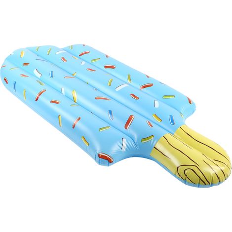 Bouée gonflable en PVC forme de glace flottante pour piscine, lit de relaxation été, pour enfants dès 6 ans (Glace bleue flottante) (1/5)