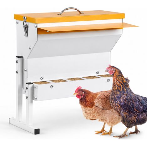 Mangeoire anti-nuisibles automatique 16 L – Acier galvanisé – Pour 5 poules – Protection étanche - Pour volailles (1/5)