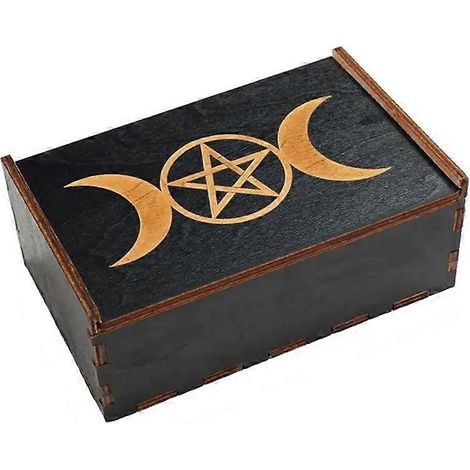 Étui à cartes de tarot vintage en bois, boîte à bijoux, petite boîte multifonctionnelle vintage en bois pour accessoires de cartes de tarot B (1/5)