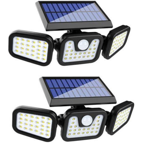 Lampe Solaire Extérieur,(pack de 2) 74 LED, étanche IP65, éclairage grand angle 360 °, lumière solaire avec détecteur de mouvement, pour jardin, entrée (1/5)